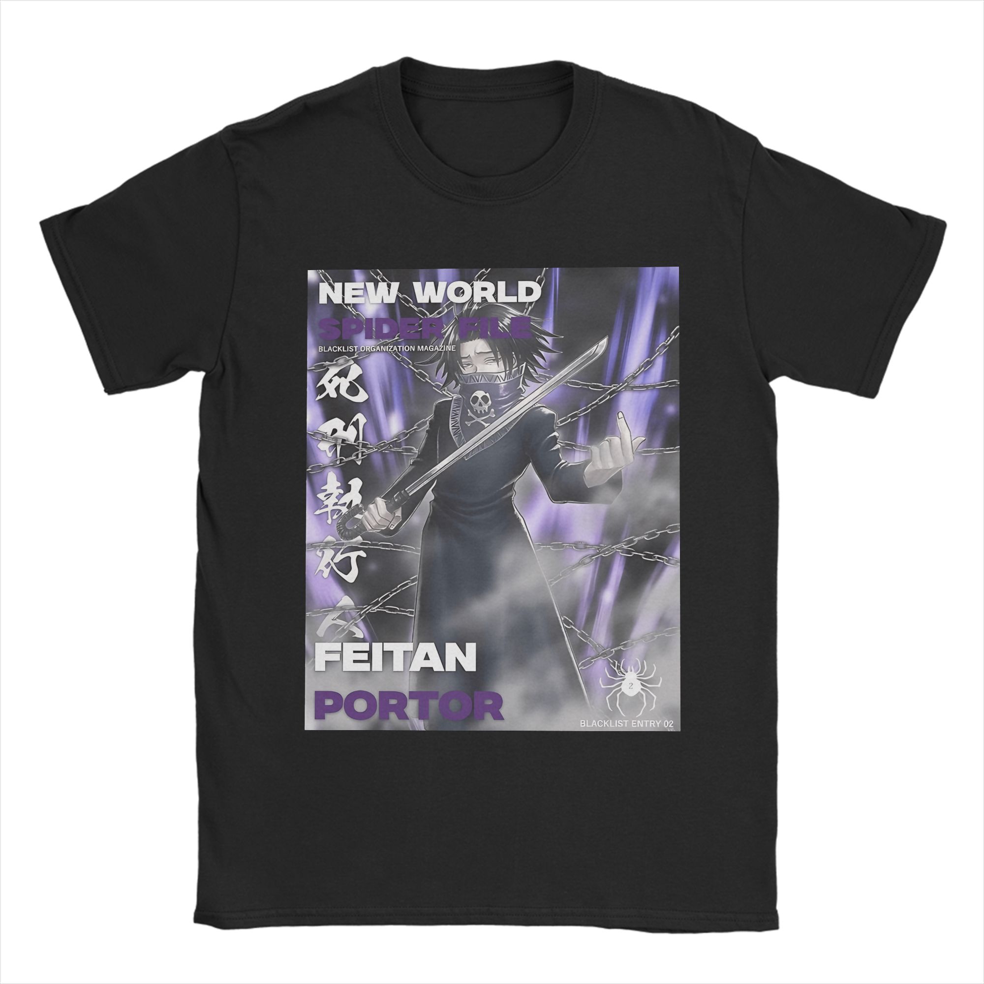 

Feitan Blacklist Entry Phantom Troupe T Shirt Couple Vintage 100 Cotton TShirts Summer Round Neck Harajuku Tees Print Clothes S