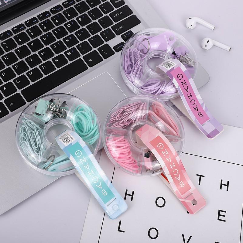 Individuell gestaltetes Reißnagel- & Donut-Set in Macaron-Farben - Multifunktionale Büroklammern & Magnetischer Schlüsselanhänger