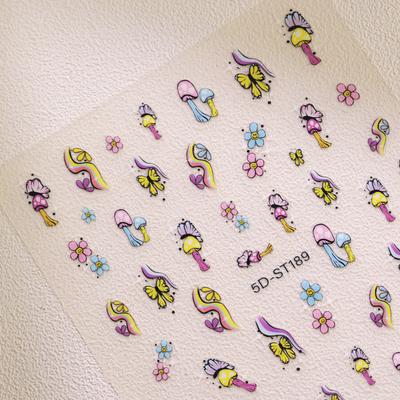 Sweet and Cute Sun Smiley Face Flower Manicure Sticker Rainbow Cartoon Nail Sticker Without Curling Edge Decorative Sticker