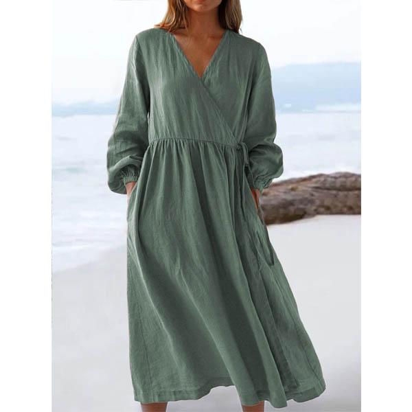 

Женское летнее платье из хлопка и льна, однотонное, свободное, элегантное, для вечеринки, миди, повседневное, для отпуска, пляжное XXXXXL