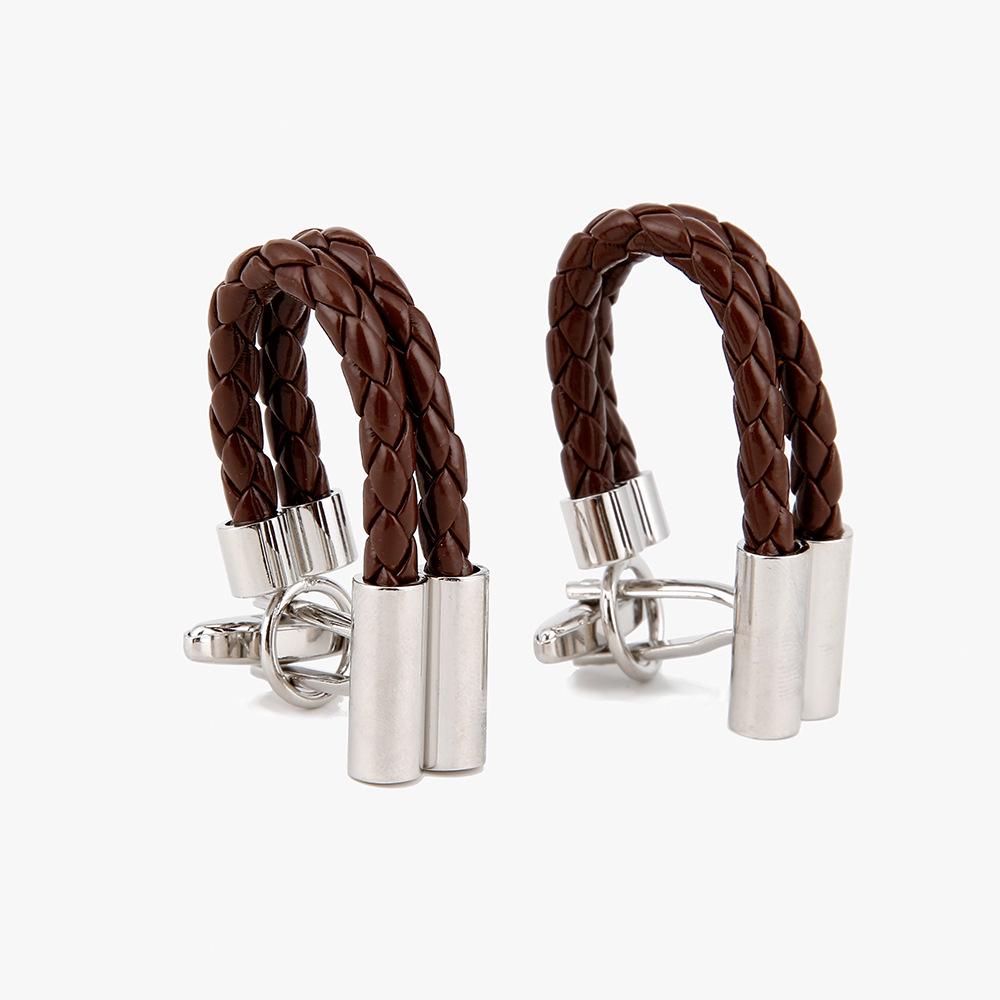 Braided Leather Rope Men's Cufflinks - Simple French Style, High-Quality, Limited Stock