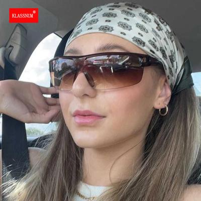 Occhiali da Sole Sportivi Punk da Donna Wrap Around Occhiali Y2K Occhiali Senza Montatura Pezzo Unico Trendy Occhiali Anni 2000 UV400 Occhiali da Uomo
