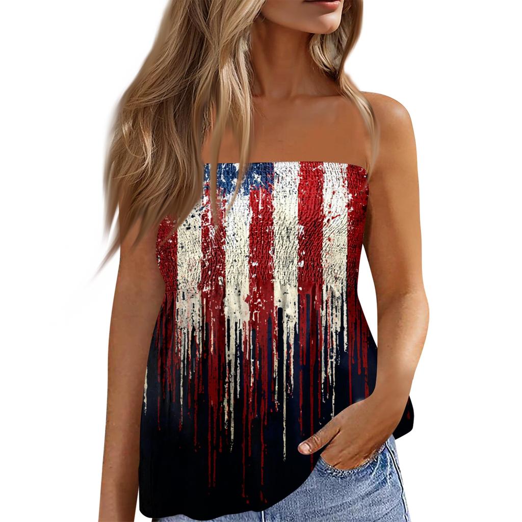 Summer Tube Tops For Women,Cute Sexy Off Shoulder Print Sleeveless T-Shirt