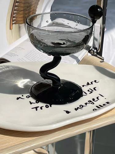 Nordisches Farbglas Weinglas Vintage Eis Dessert Müsli Schale Gläser Kelch Hoch Borosilikatglas Tasse Trinkgeschirr Barzubehör