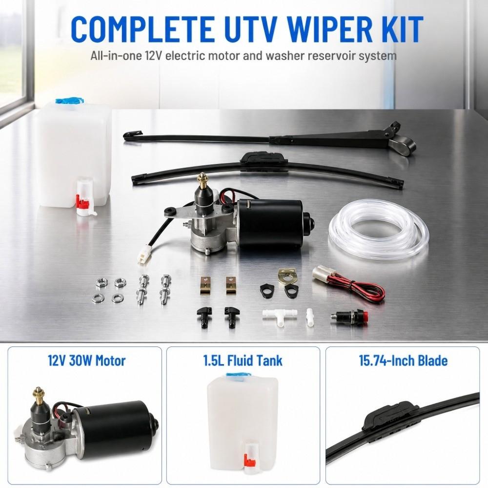 With Washer Pump Universal Power Wiper Kit Windshield Wiper Assembly Kit For UTV ATV