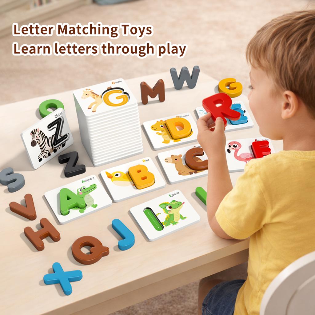Montessori Wooden Spell Word Game Letter Cognitive Card Matching Games Early Learning Education Educational Toys For Children