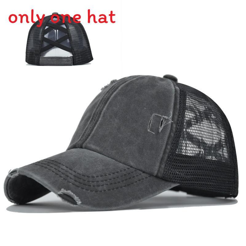 Baseball Cap Womens Cotton Mesh With Crossed Ponytail Openings For Summer Casual Wear