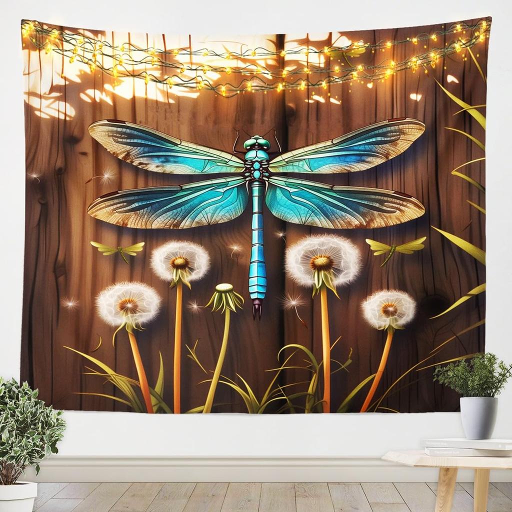 Watercolor Hummingbird Tapestry, Vibrant Wall Hanging with Colorful Hummingbirds & Cherry Blossoms on Purple Background