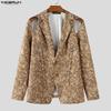 INCERUN Men Lapel Neck Cutout Long Sleeve Button Floral Print Thin Blazer Coats
