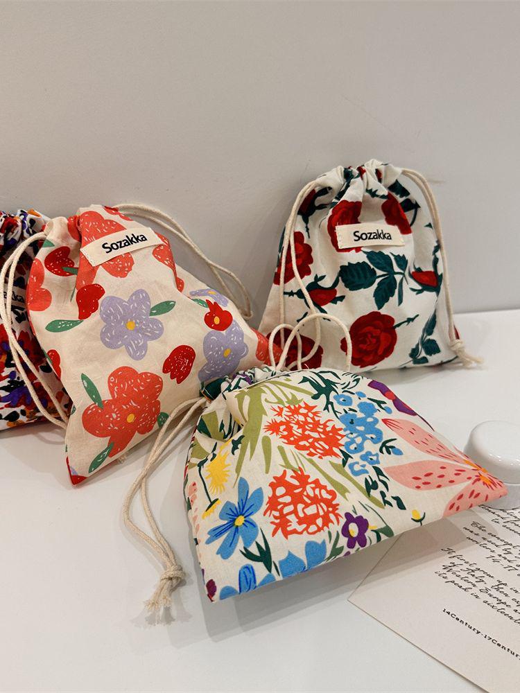 Japanese Small Cloth Storage Bag - Portable Drawstring Cosmetic Bag for Lipstick and Makeup