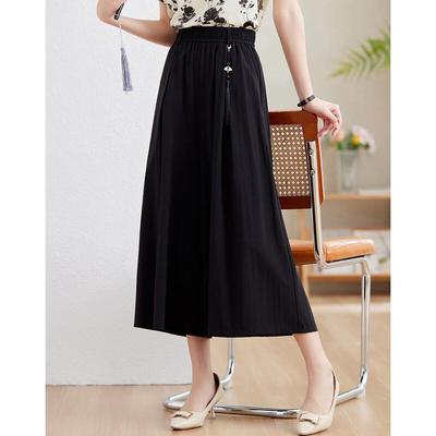 Damen Elastische Taille Weitbein Cropped Hose
