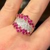 Huitan Fashion Women Gold Color Ring Inlaid Bright White/Red Cubic Zirconia Party Wedding Accessories Charming Lady Jewelry Gift