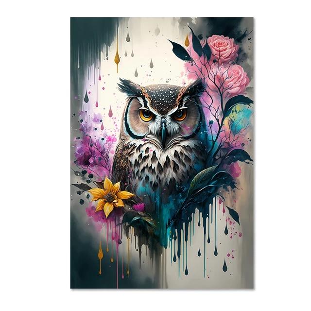 

Милые постеры с животными и принты с цветком и совой, холст, картины, винтажные настенные художественные картины для гостиной, спальни, домашний декор 30x40cm no frame
