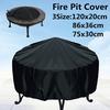 Black Waterproof Round Fire Cover BBQ Cover Outdoor Dust Waterproof Heavy Duty Grill Cover Garden Yard Cover Furniture Covers