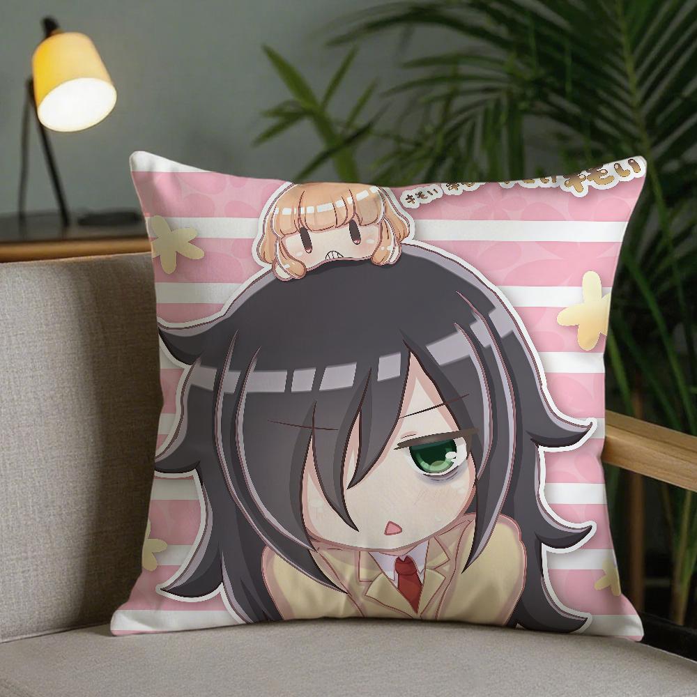 Anime Kuroki Tomoko Cute Pillow Case Square DoubleSided Printing Sofa Cushion Cover Pillowcase Bedroom Bedside