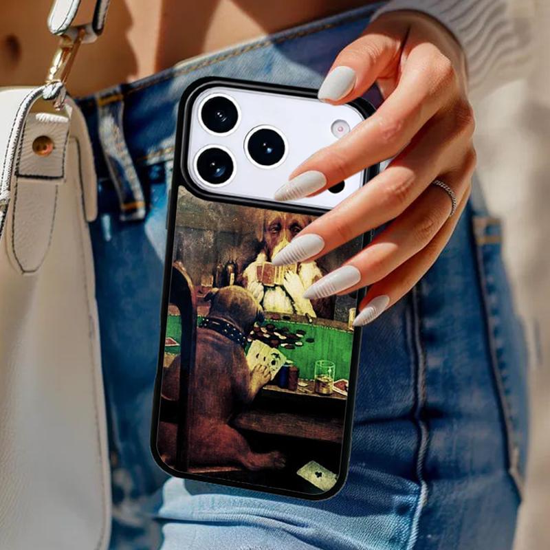 Dogs Playing Poker Phone Case For iPhone 17 Air 14 15 13 12 Max Cover For Apple 14 15 16 16e 11 Pro Max Plus