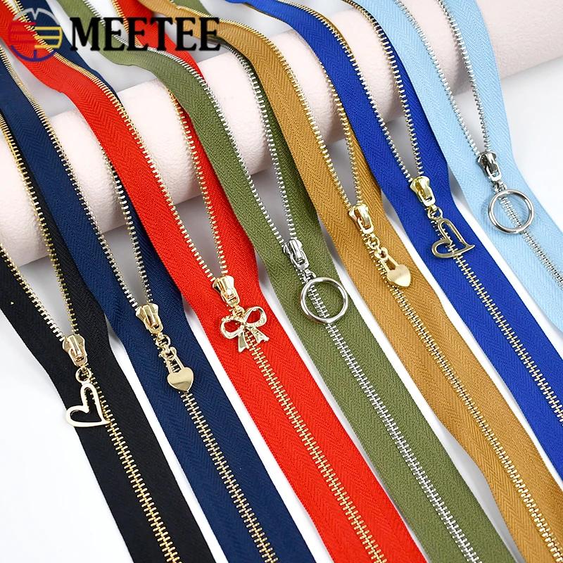 5Pcs Meetee 3# 15-30cm Metal Zippers Bags Closed End Auto Lock Zipper for Clothes Repair Kit DIY Sewing Material Accessories