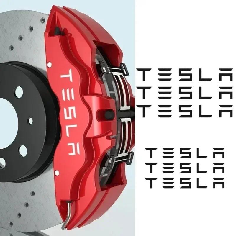 Bilklistremerke 2025 Ny Tesla 6 stk Bil Bremsekaliperklistremerker for Tesla Model 3 X S Y Roadster P75D P85D P90D P100D Side Skjerm Vinn