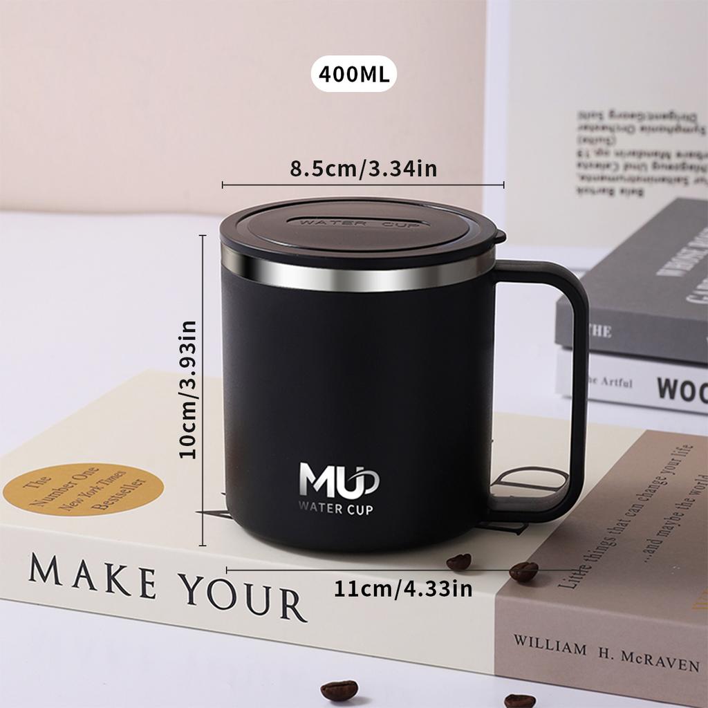 400ML Portable Insulated Mug 304 Stainless Steel Coffee Cup With Handle Cold And Hot Resistant Drinking Cup For Student Adult