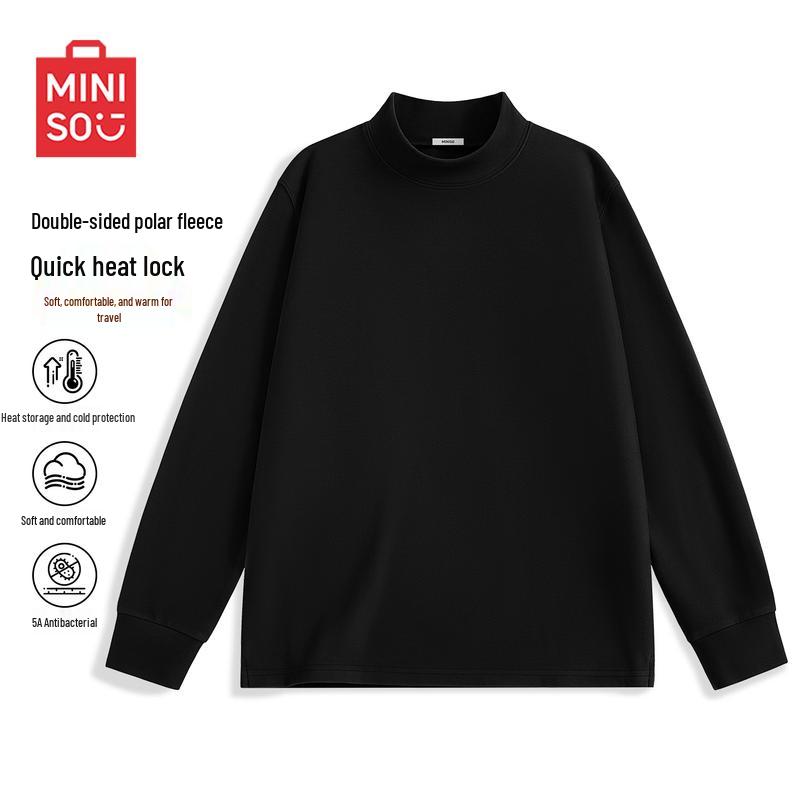 MINISO Men's Half-Zip Double-Sided Fleece Base Layer T-Shirt