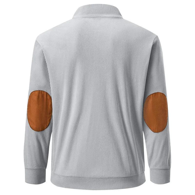 American Style Loose Sweatshirts Spring Autumn Men's Vintage Corduroy Stand-Up Collar Contrast Patchwork Casual Long-Sleeved Sweatshirt