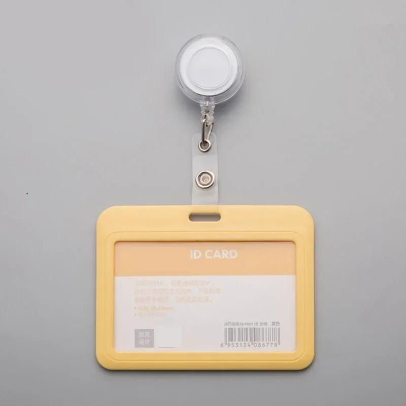 Women Man Credit Card Cover Case with Retractable Buttons Pouch Creative Transparent Nurse Badge Doctor ID Holder Clip Badge