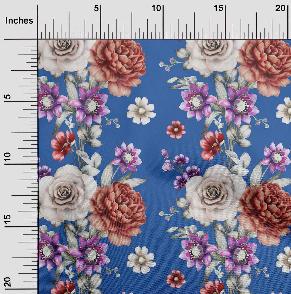 oneOone Cotton Flex Black Fabric Leaves|Lotus & Rose Floral Quilting Supplies Print Sewing Fabric By The Yard 40 Inch