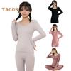 2 Teile/satz Winter Damen Thermo-Unterwäsche Set O-Ausschnitt Nahtlose Langarm Warm Slim Fit Hochelastisches Kaltwetter-Pyjama-Set Homewear