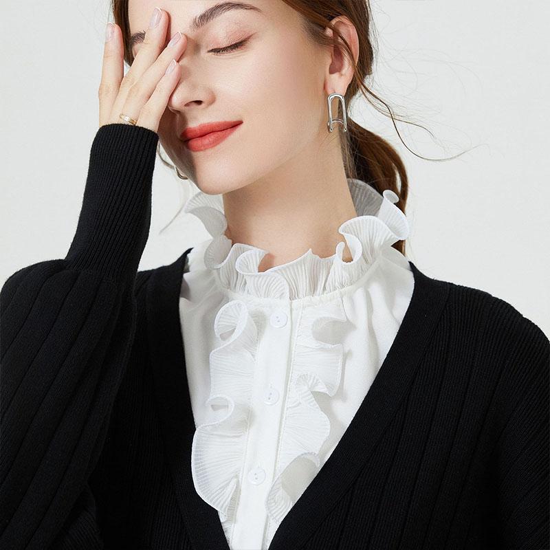 New Fake Collars For Women Checker Lapel Detachable Collar Shirt Lace Stand False Collar Woman Removable Tie Nep Kraagie