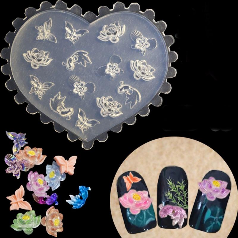 3D Nail Art Mold Silicone Nail Art Cabochon Decortive Mold Nail Art Making Tools Silicone Carved Mold Template Moulds