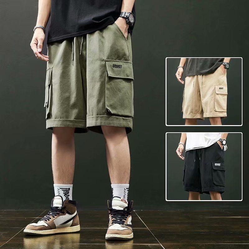 Pantalones Cargo Recto Sueltos de Verano para Hombres Pantalones Cortos Informales de Pierna Ancha de Talla Grande Pantalones de Chándal de Cinco Puntos