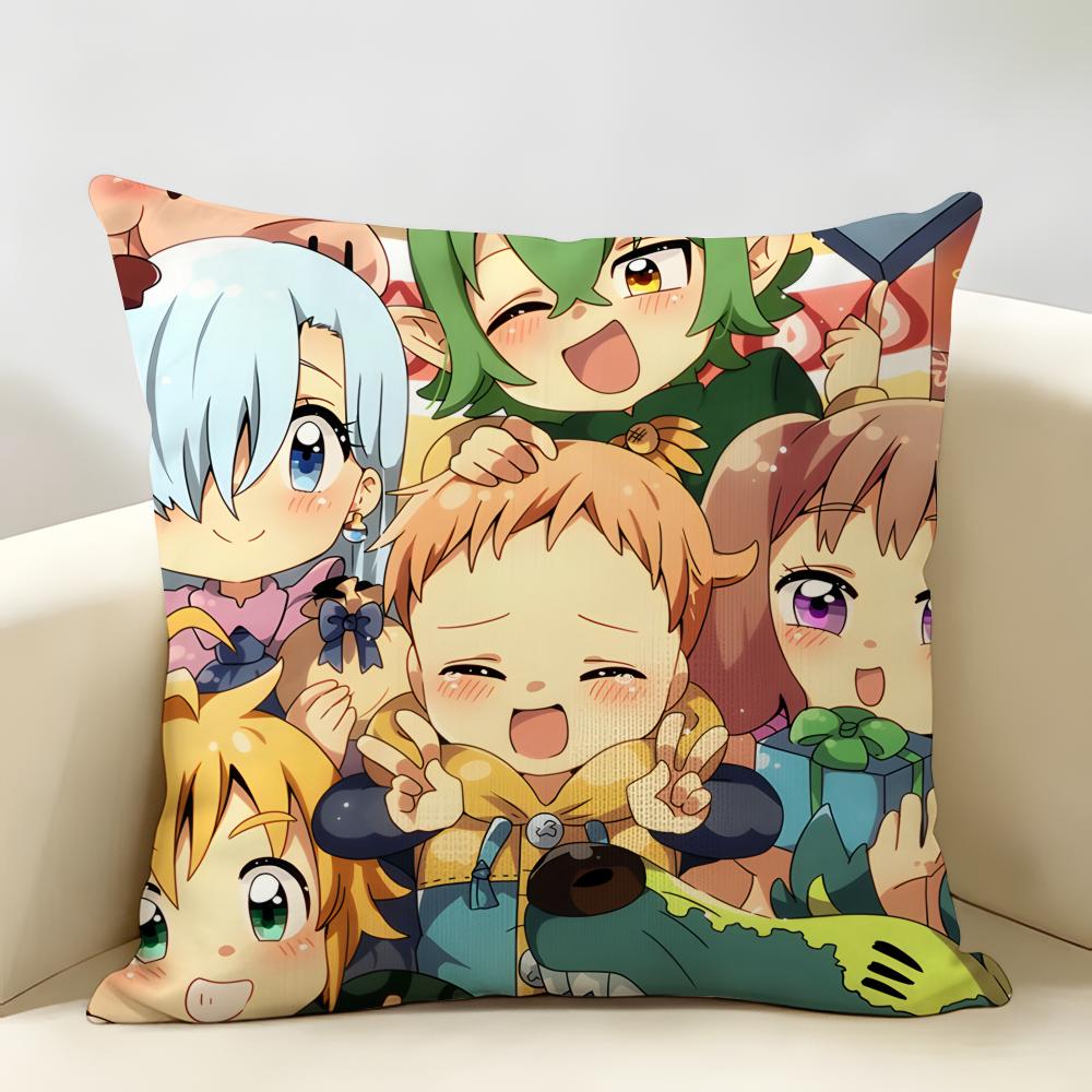 Anime DDeadly SSins Cushion Cover Natural Linen Organic Fabric DoubleSided Printing Room Sofa Decor Pillow Case