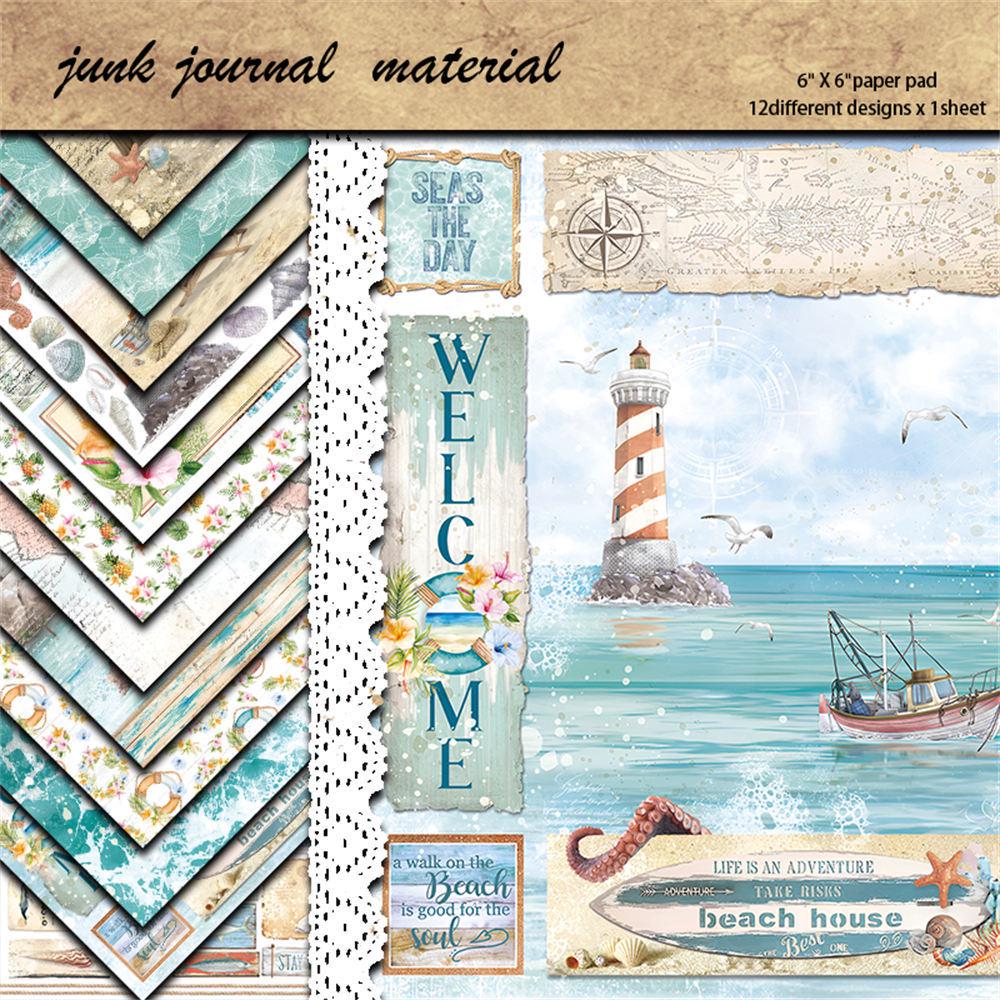 12 листов Ретро Летний Бриз Материал для Коллажа Бумага для DIY Журналинга Наклейки