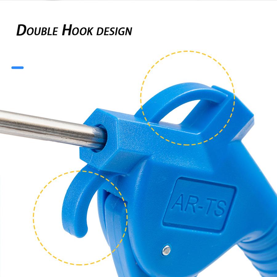 Air Blow Gun with 4" and 10.2" Long Angled Nozzle, Long Reach Industrial Air Blow Gun, Pneumatic Air Compressor Cleaning Tool
