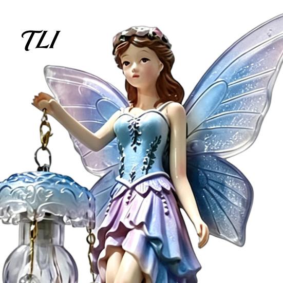 Niche Decorative Wall Fixture Fairy Night Light, Resin Elf Sculpture Lantern for Bedroom, 3D Healing Home Aesthetic Decor Hanging Art with Faux