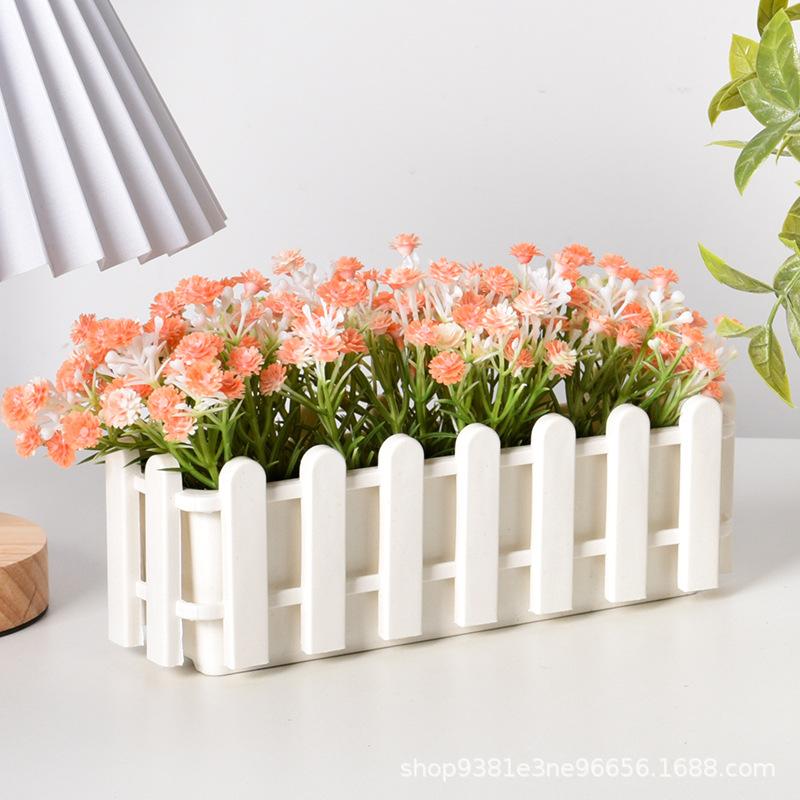 Fence Style Rectangular Plastic Flower Pot, Garden Border Planter for Succulents, Balcony Home Decor Greenery Container