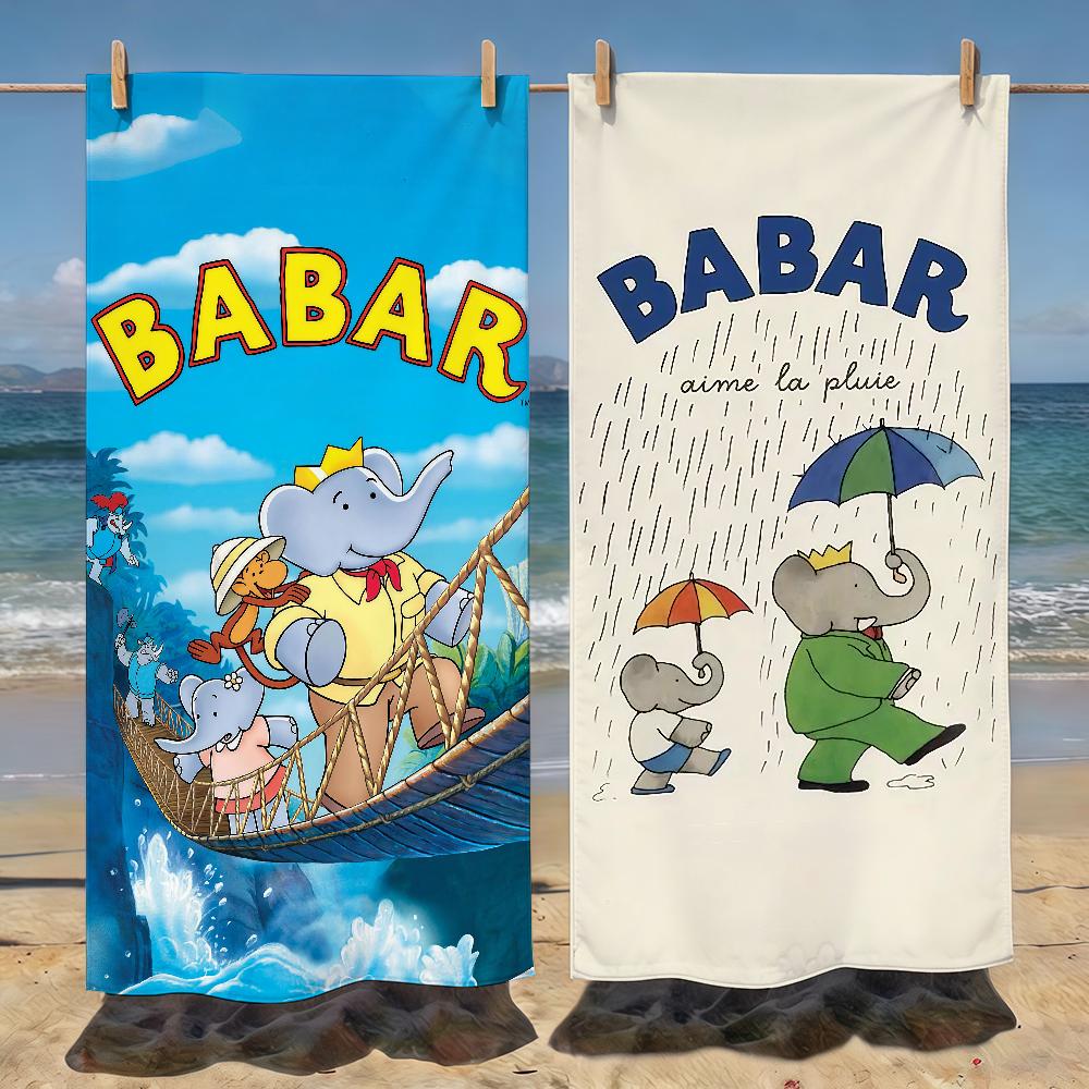 Cartoon Babar The Elephant Towel Soft Pool Gift For Travel Gym Shower Camping Quick Dry Sports Beach Towels