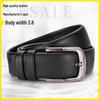 Men's Genuine Leather 3.8cm Pin Buckle Lychee Pattern Belt Jeans Accessory