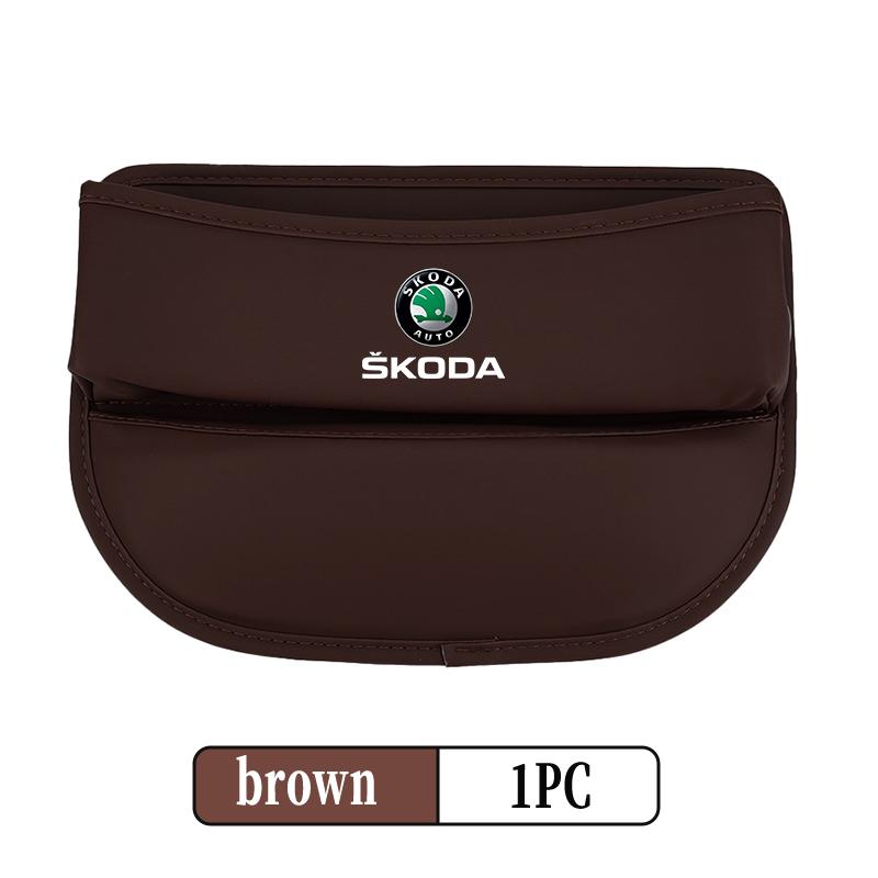 VIJT4 For Skoda Car Seat Organizer Leather Crevice Storage Box Auto Accessories Octavia Superb RAPID FABIA KAMIQ KAROQ KODIAQ YETI