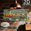 Vintage Thai BANGKOK THAILAND Tempel Elefant Lotus Aluminium Blechschild Wandkunst Dekoration für Südostasien Reise Garage Bar Mann