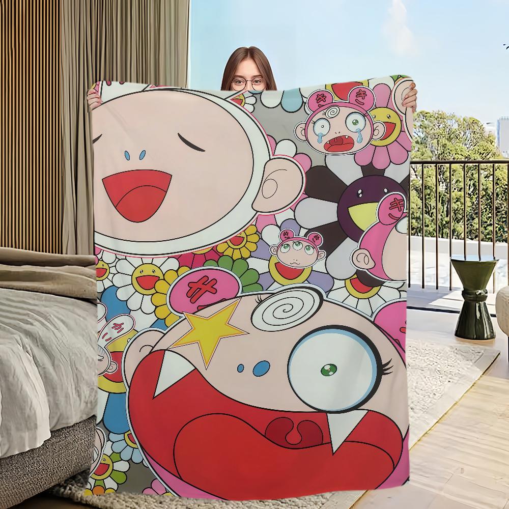 

Т-Такаши-ЕС М-Мураками-ЕС Художественное одеяло Фланелевое теплое уютное мягкое плюшевое одеяло Для пикника кроватей диванов домов и спален 30x40in