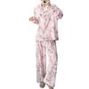 Sweet wind floral pajamas women's spring and summer long-sleeved cardigan loungewear spring and autumn thin national style cotton and silk suit can