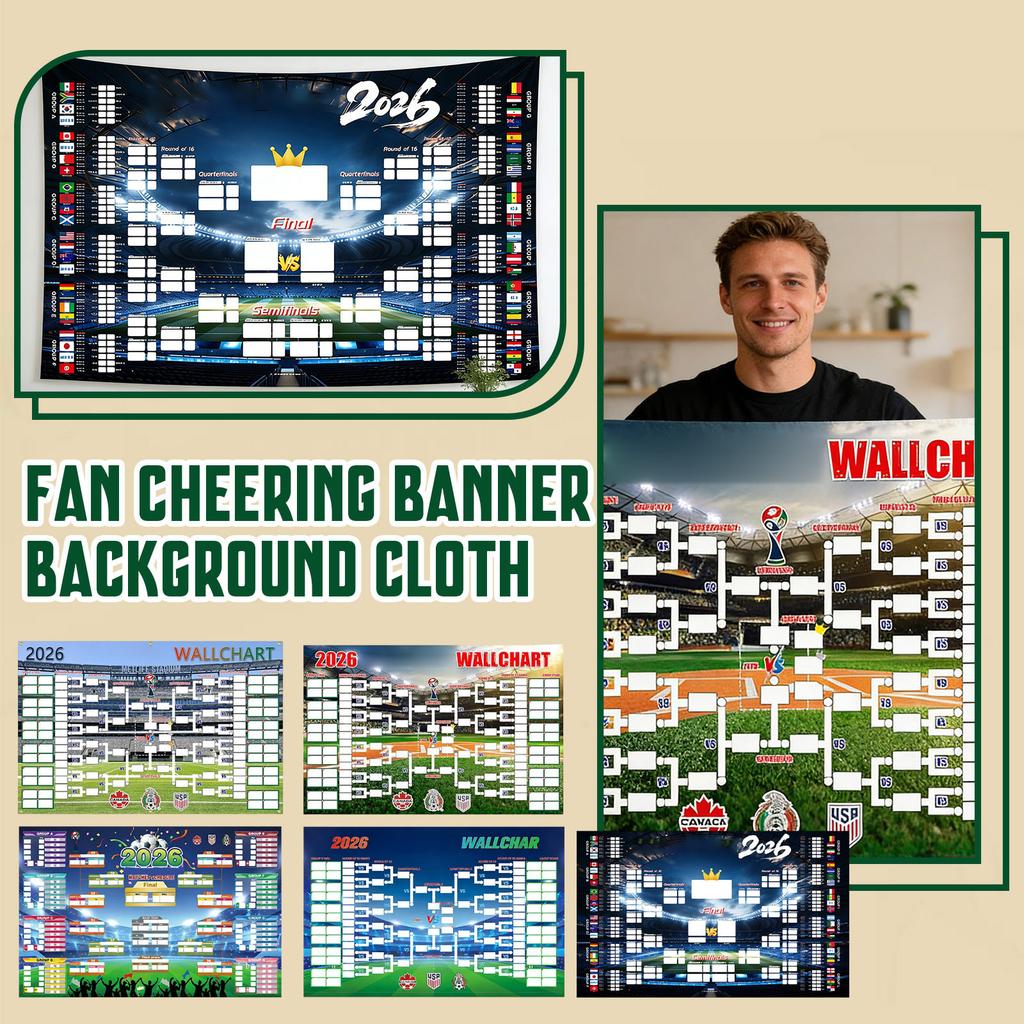 Plakát s rozpisem 2026, Polyesterová nástěnná tabule a Vitrína na trofeje Fotbalový banner Pro mezinárodní párty Dekorace Bar a dárky pro fanoušky