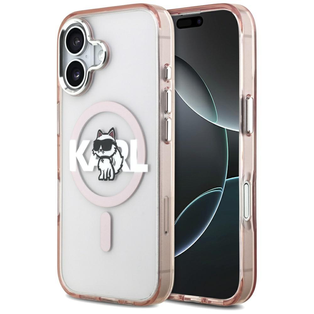 Karl Lagerfeld IML Choupette Sketch Logo MagSafe Case for iPhone 17 Pink