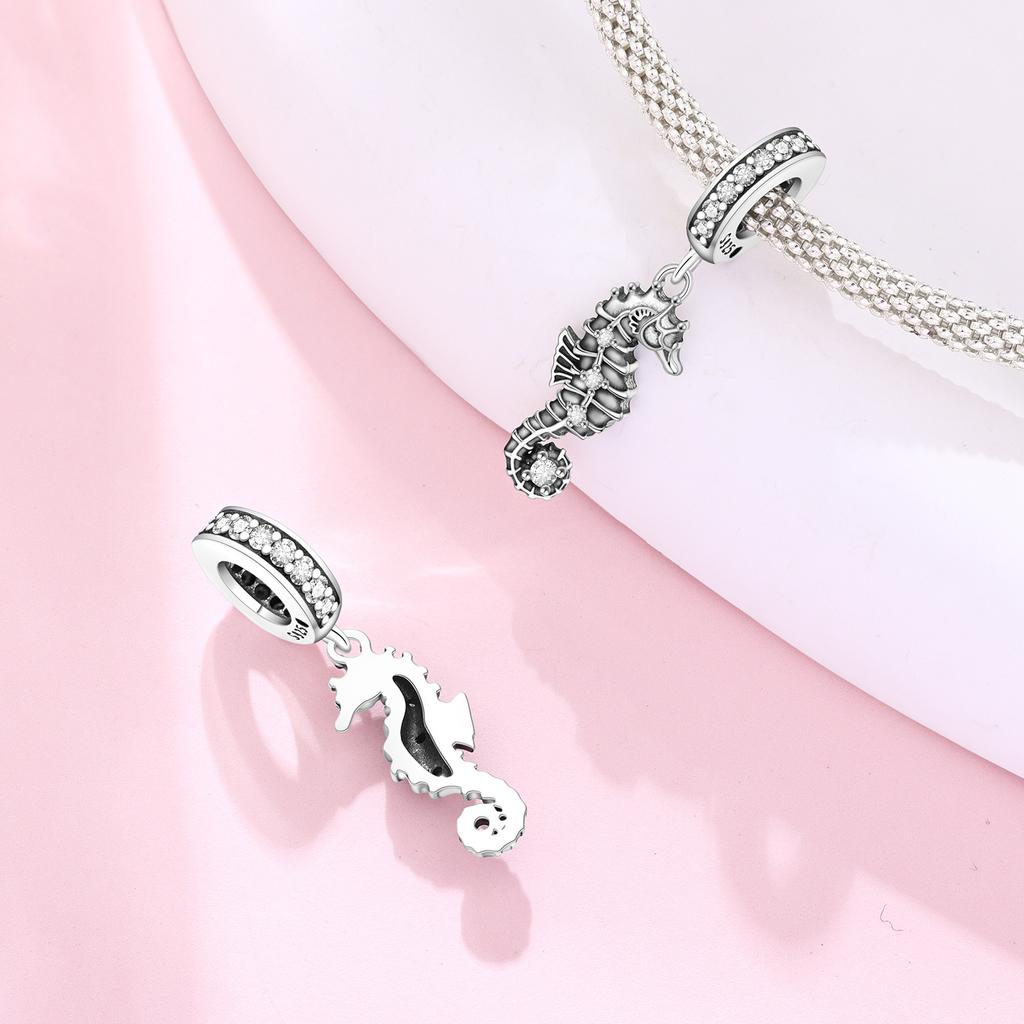 Orstarry S925 Silver Charm Crab, Seahorse, Hermit Crab, Turtle, Dolphin Pendant For Bracelet DIY Jewelry Making Gift