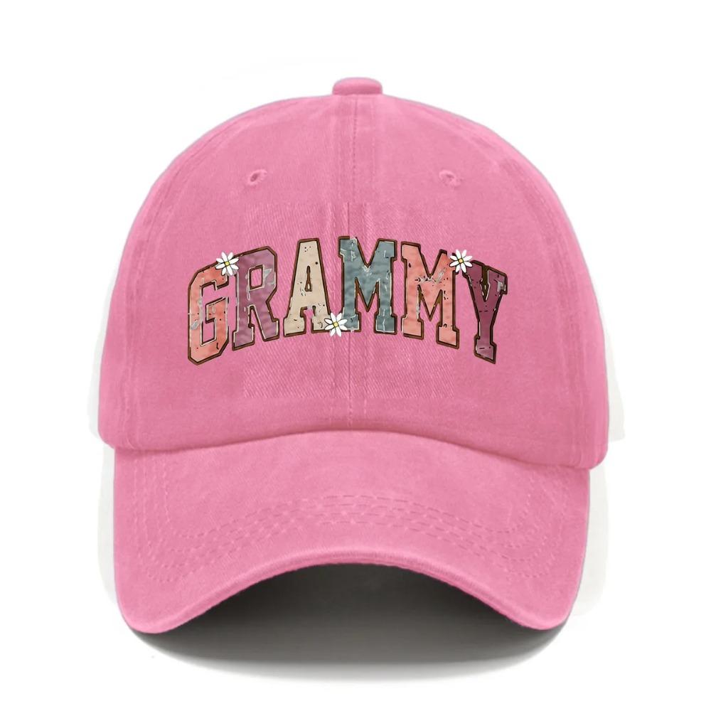 Women's Vintage Grammy Print Baseball Cap- Vintage Washed Adjustable Hat, Suitable for Spring and Summer, Lightweight and Breath