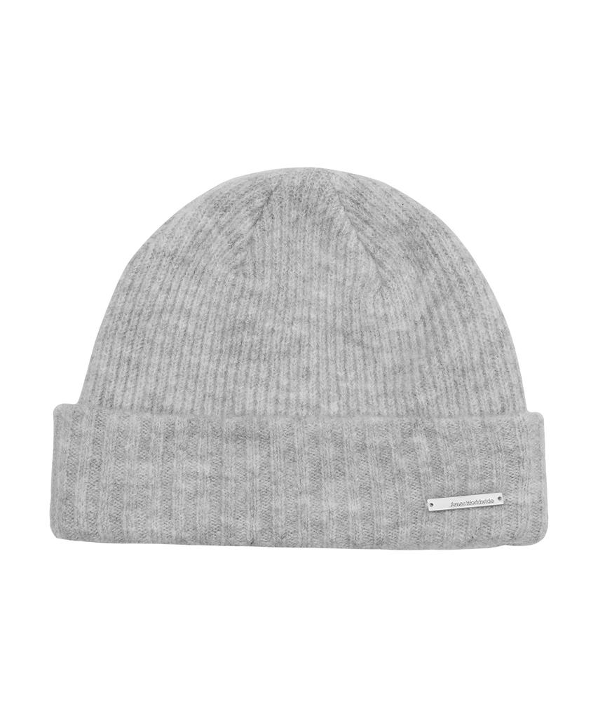 AMES-WORLDWIDE Hairy Stripe Gloves & Beanie Set Gray