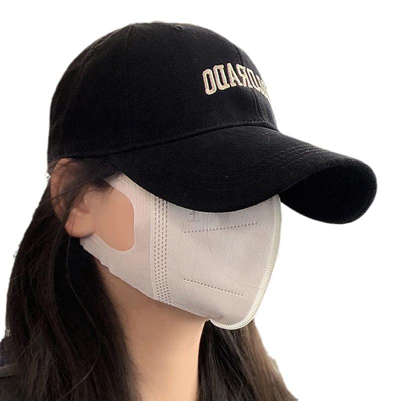 Summer new hat women's big brim showing face small English letters baseball cap sun protection sun hat hard top cap