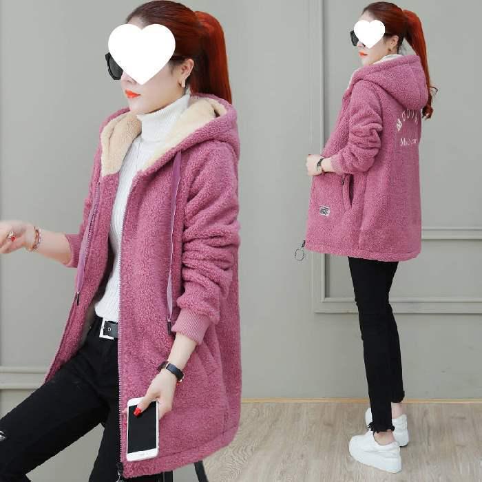 Women's Plus Size Faux Lambswool Mid-Length Cardigan - Velvet, Thick, Loose Fit, Autumn/Winter 2025 Korean Style.