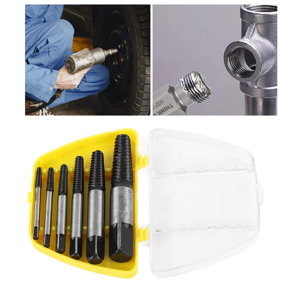 6 Pcs Steel Screw Remover Black Bolt Extractor Easy Screw Extractor Automotive